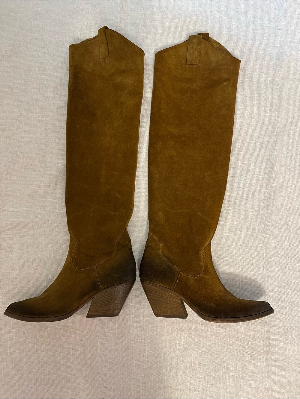 Elena Iachi Over-the-Knee Suede Boots in Mustard Brown size 8 made in Italy